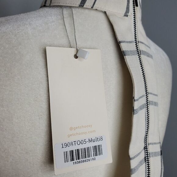 NEW CHOOSY crop top plaid power moves‎ back zip bandeau 8 - Picture 6 of 7